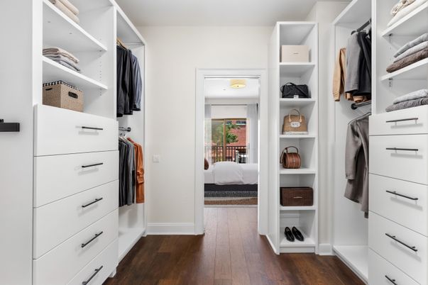 Bedroom, Interior, Walk-in Closets, Wood Texture Flooring