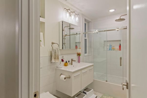 Bathroom, Glass Shower, Interior, Recessed Lighting