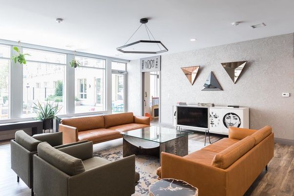 Interior, Living room, Pendant Lights, Recessed Lighting, Wood Texture Flooring