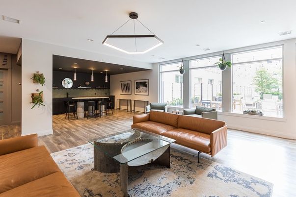 Interior, Living room, Pendant Lights, Recessed Lighting, Wood Texture Flooring