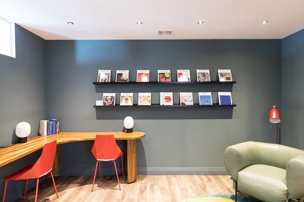 Home Office, Interior, Recessed Lighting, Wood Texture Flooring