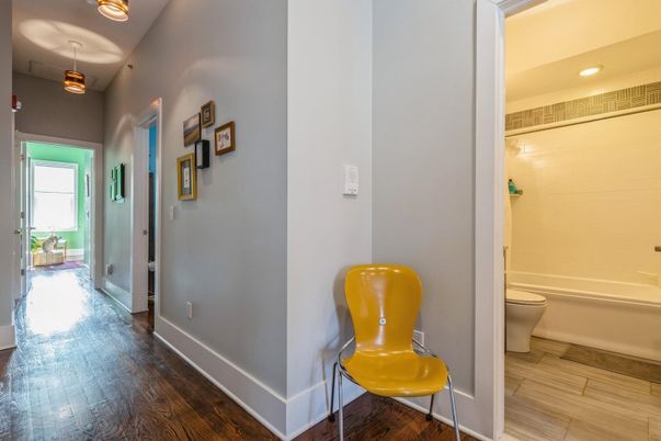 Bathroom, Interior, Pendant Lights, Recessed Lighting, Wood Texture Flooring