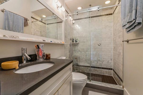 Bathroom, Glass Shower, Interior, Recessed Lighting