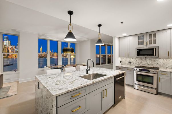 Interior, Kitchen, Pendant Lights, Recessed Lighting, Stainless Steel Appliances, Water