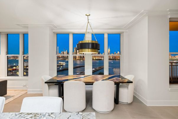 Dining room, Interior, Pendant Lights, Water