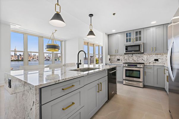 Interior, Kitchen, Pendant Lights, Recessed Lighting, Stainless Steel Appliances, Water