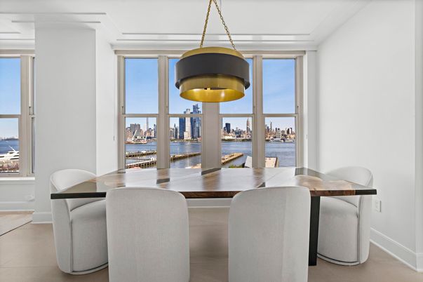 Dining room, Interior, Pendant Lights, Water