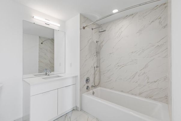 Bathroom, Interior, Marble, Marble Walls, Recessed Lighting