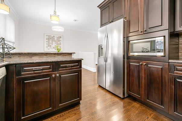 Interior, Kitchen, Pendant Lights, Wood Texture Flooring
