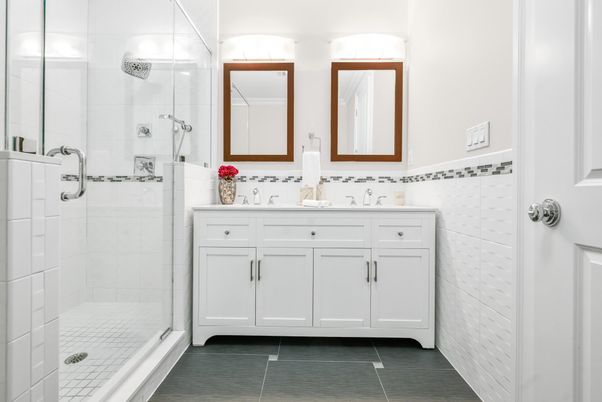 Bathroom, Dual Sink Vanities, Glass Shower, Interior
