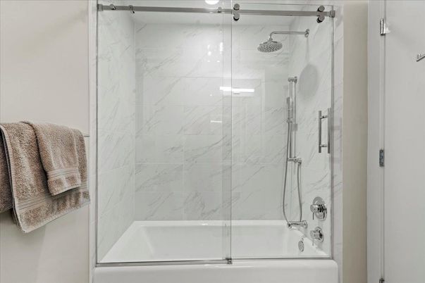 Bathroom, Glass Shower, Interior, Marble Walls