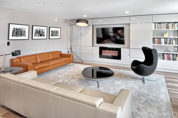 Interior, Living room, Recessed Lighting, Wood Texture Flooring