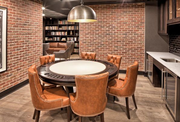 Game Room, Interior, Stone Walls, Wood Texture Flooring