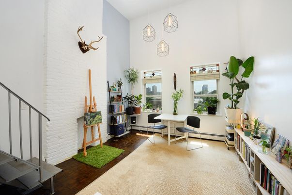 Interior, Pendant Lights, Stone Walls, Wood Texture Flooring