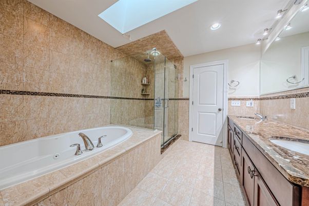 Bathroom, Dual Sink Vanities, Glass Shower, Interior, Recessed Lighting