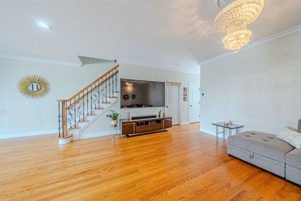 Chandelier, Interior, Recessed Lighting, Wood Texture Flooring