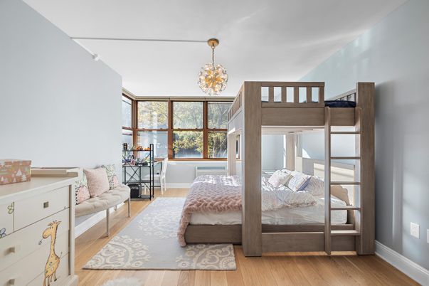Bedroom, Chandelier, Interior, Wood Texture Flooring