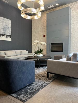 Chandelier, Fireplace, Interior, Living room, Recessed Lighting