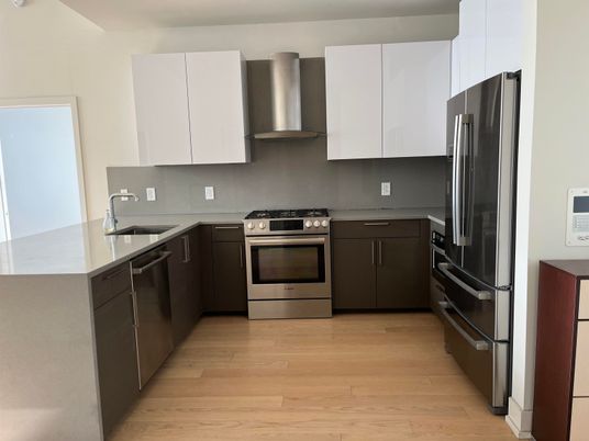 Interior, Kitchen, Stainless Steel Appliances, Wood Texture Flooring