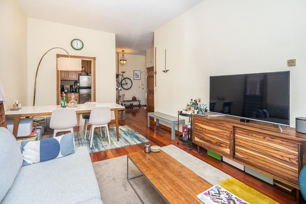 Dining room, Interior, Kitchen, Living room, Stainless Steel Appliances, Wood Texture Flooring