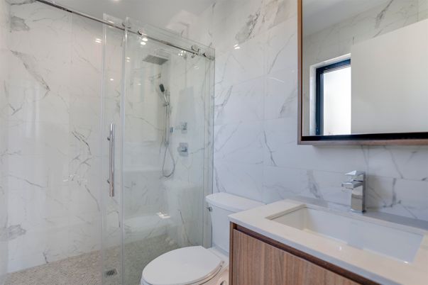 Bathroom, Glass Shower, Interior, Marble Walls