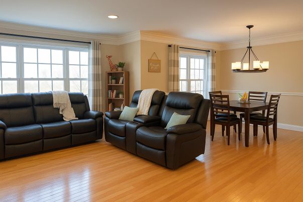 Chandelier, Dining room, Interior, Recessed Lighting, Wood Texture Flooring