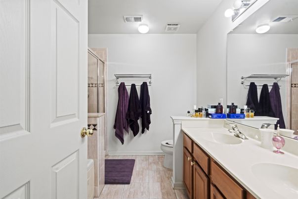 Bathroom, Dual Sink Vanities, Glass Shower, Interior