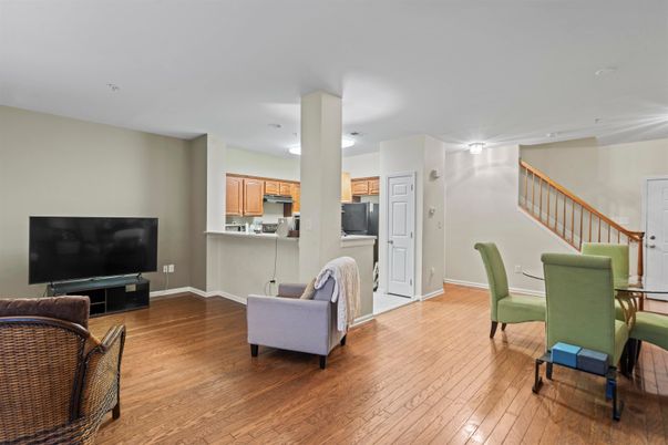 Dining room, Interior, Kitchen, Recessed Lighting, Wood Texture Flooring