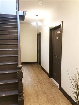 Elevator, Interior, Pendant Lights, Wood Texture Flooring