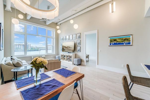 Interior, Living room, Pendant Lights, Water, Wood Texture Flooring