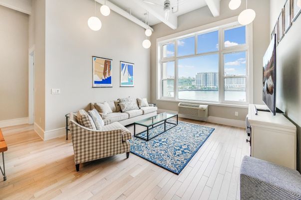 Interior, Living room, Pendant Lights, Water, Wood Texture Flooring