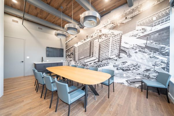 Dining room, Interior, Pendant Lights, Recessed Lighting, Wood Texture Flooring