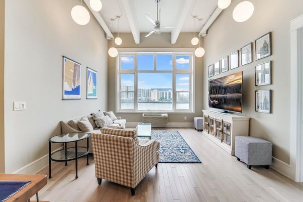 Interior, Living room, Pendant Lights, Water, Wood Texture Flooring