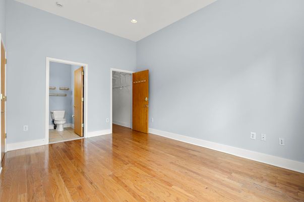 Bathroom, Empty room, Interior, Recessed Lighting, Wood Texture Flooring