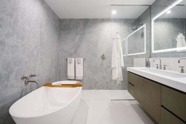 Bathroom, Dual Sink Vanities, Free Standing Baths, Interior, Recessed Lighting