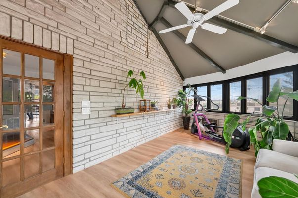 Interior, Stone Walls, Wood Texture Flooring