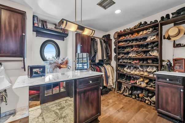 Interior, Marble, Pendant Lights, Recessed Lighting, Walk-in Closets, Wood Texture Flooring