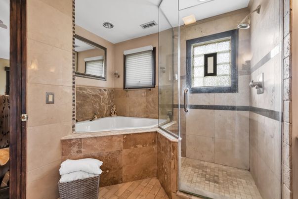 Bathroom, Glass Shower, Interior, Recessed Lighting
