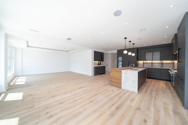 Interior, Kitchen, Pendant Lights, Recessed Lighting, Wood Texture Flooring