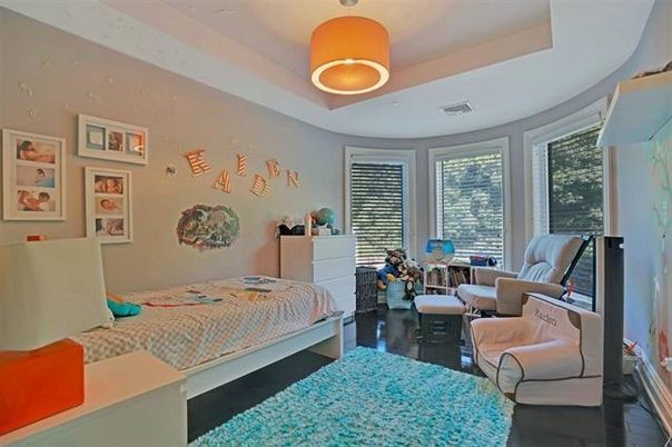 Bedroom, Interior, Pendant Lights, Wood Texture Flooring