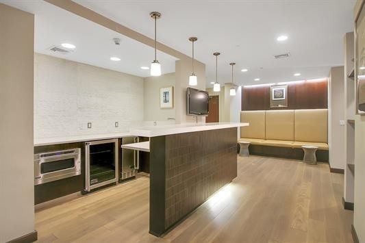 Interior, Pendant Lights, Recessed Lighting, Stainless Steel Appliances, Wood Texture Flooring