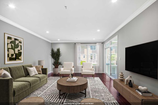 Interior, Living room, Recessed Lighting, Wood Texture Flooring