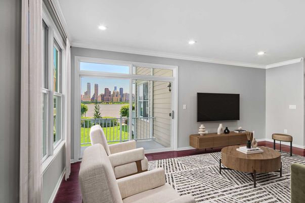 Interior, Living room, Recessed Lighting, Wood Texture Flooring