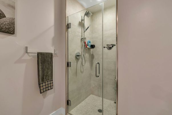 Bathroom, Glass Shower, Interior, Recessed Lighting