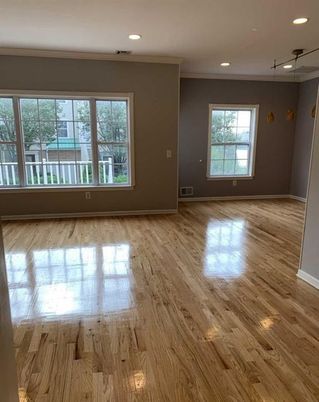 Empty room, Interior, Pendant Lights, Recessed Lighting, Wood Texture Flooring