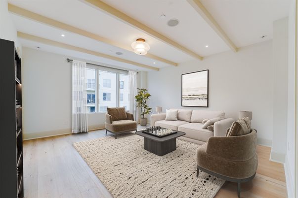 Interior, Living room, Recessed Lighting, Wood Texture Flooring
