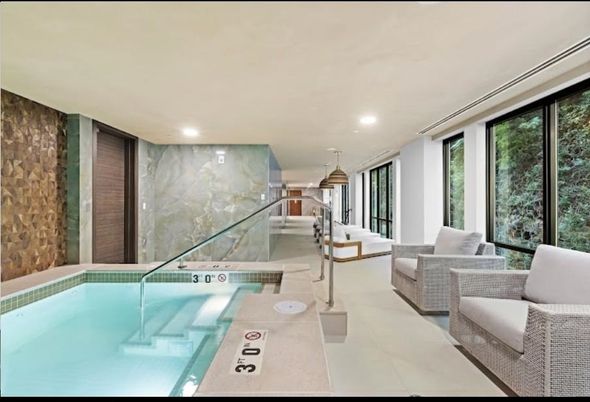 Interior, Marble Walls, Pendant Lights, Pool, Recessed Lighting