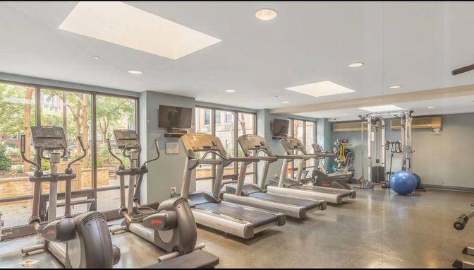 Fitness Equipment, Gym, Interior, Recessed Lighting