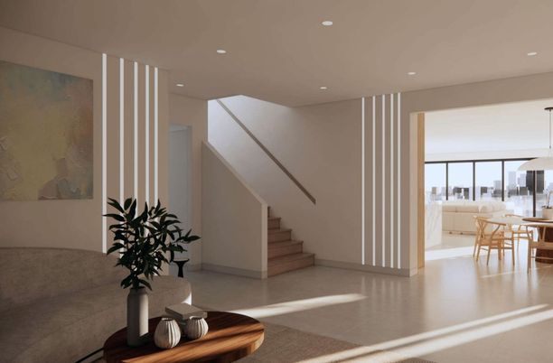 Dining room, Interior, Recessed Lighting, Water