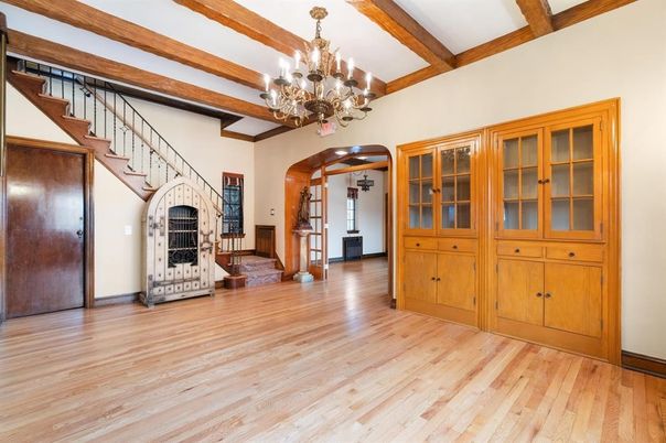 Chandelier, Interior, Wooden Beams, Wood Texture Flooring